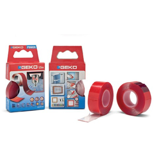 Geko Αυτοκόλλητη Ταινία Διπλής Όψης Extra Forte 19mm x 1,5m