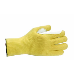 Γάντια Κοπής Αραμιδίου Πλεχτά Kevlar με Δερμάτινη Ενίσχυση No 7051