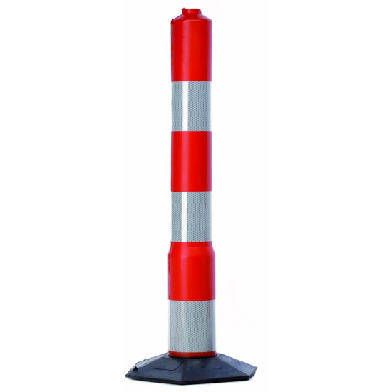 Κολωνάκι Οδοσήμανσης από Ελαστικό (Rubber) με Ανακλαστικές Ταινίες και Βαριά Βάση 60cm Άσπρο/Κόκκινο FLEX-60