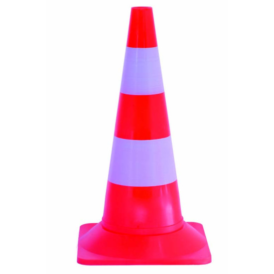 Κώνος Οδοσήμανσης από Πολυαιθυλένιο με Λευκές Ταινίες 50cm ΡΕ-50