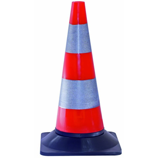 Κώνος Οδοσήμανσης από Πολυαιθυλένιο με Αντανακλαστικές Ταινίες 50cm ΡΕ-50R